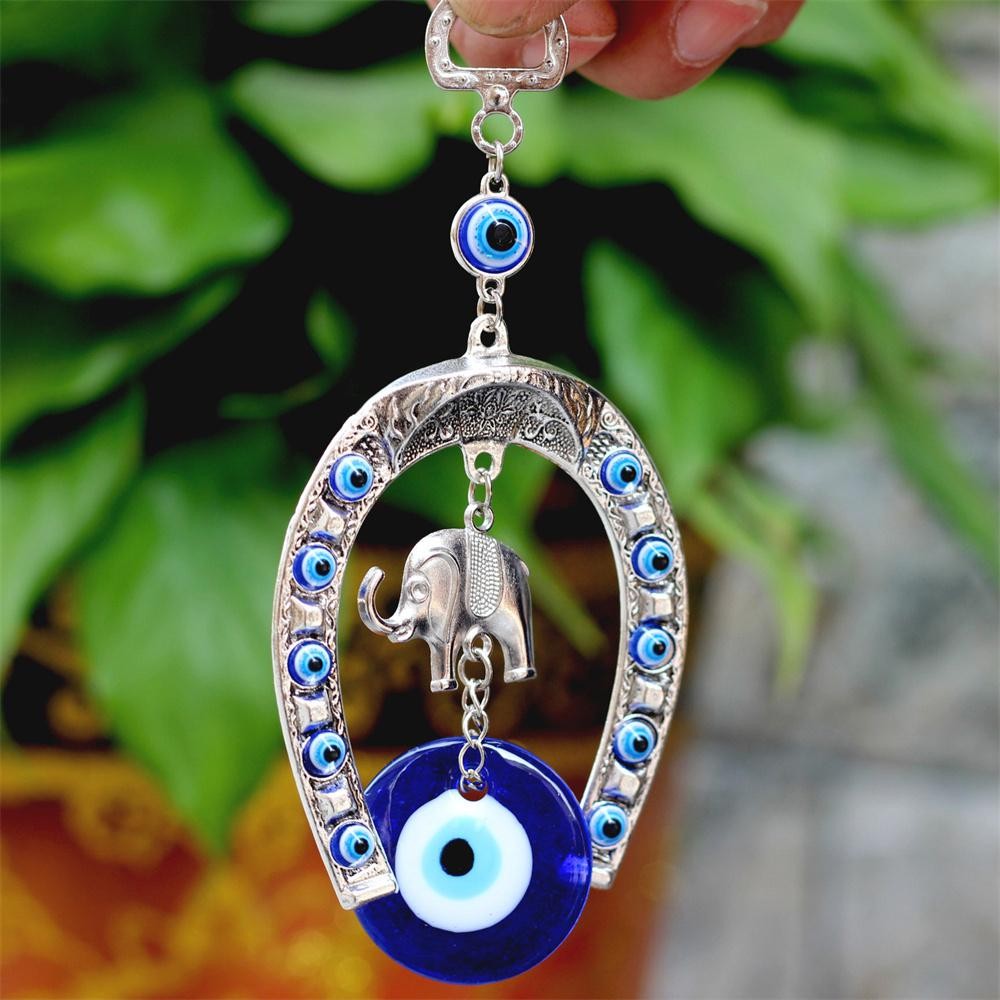 Pingente Criativo para Carro Elefante Liga Resina Vidro Lindo Olho Azul Amuleto da Sorte Decoração Ornamento Acessórios Automotivos
