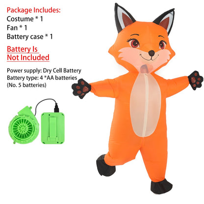 Inflatable Fox Costume Adult Blow Up Orange Fox for Adult Funny Suit for Cosplay Carnival Roleplay Fancy Halloween Party Apparel
