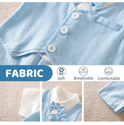 0-18 Baby Bodysuit Gentleman Style Handsome Formal Cotton Comfortable Soft Boys And Girls Summer Short Sleeved Newborn Clothes