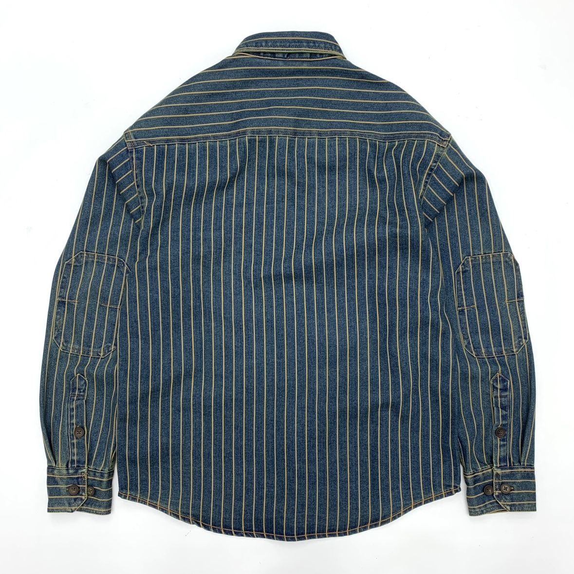 Heavy wash to make old striped shirt men's heavy chunky cargo denim jacket Autumn vintage Amei khaki coat