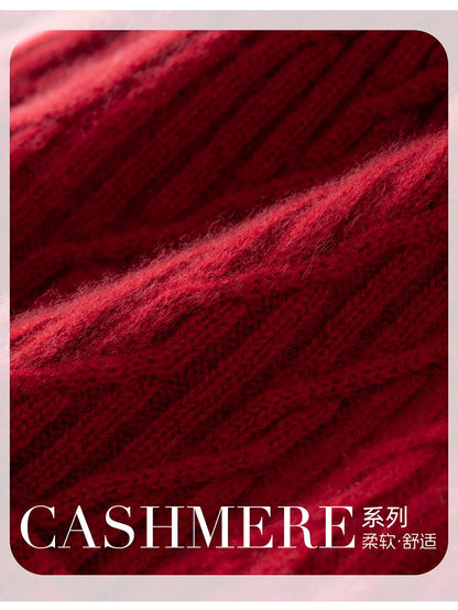 Autumn Winter 100% Cashmere Hat Double Layer Thickened Reversible Cold-Proof Unisex Knitted Wool Hat Versatile Ear Protection