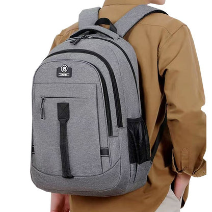 The men's backpack is suitable for business trips. It has a hand-held design with multiple pockets and is a book bag.