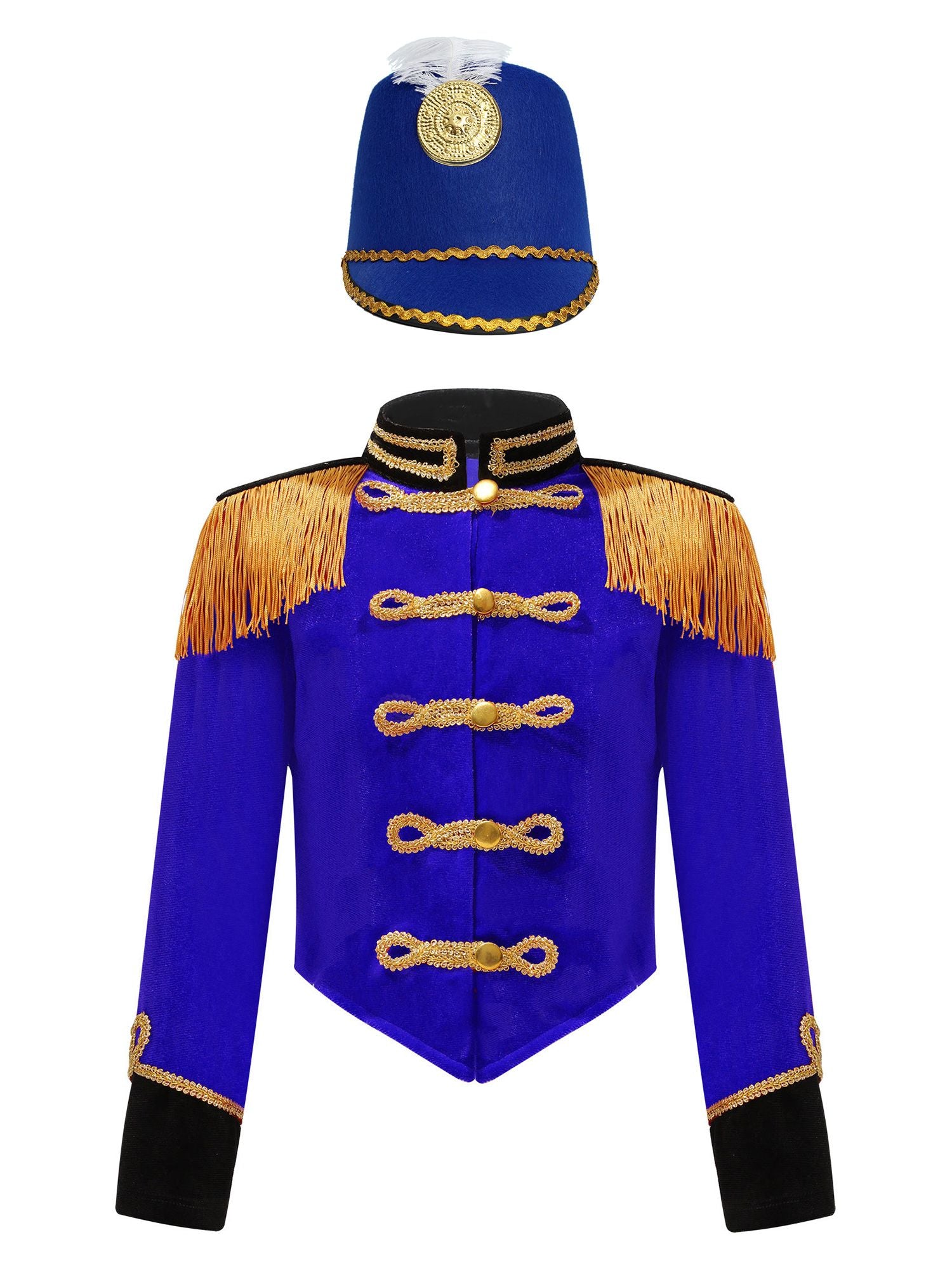 Girls Boys Marching Band Costume Outfits Circus Ringmaster Jacket Coat Team Performance Drummer Drum Major Uniform with Hat Sets