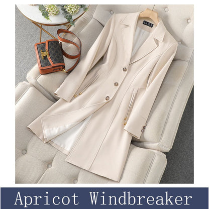 High End Female Coat Long Slim Trench Coat For Women’S England Single Breasted Khaki Women Windbreaker Larger Size Outwear