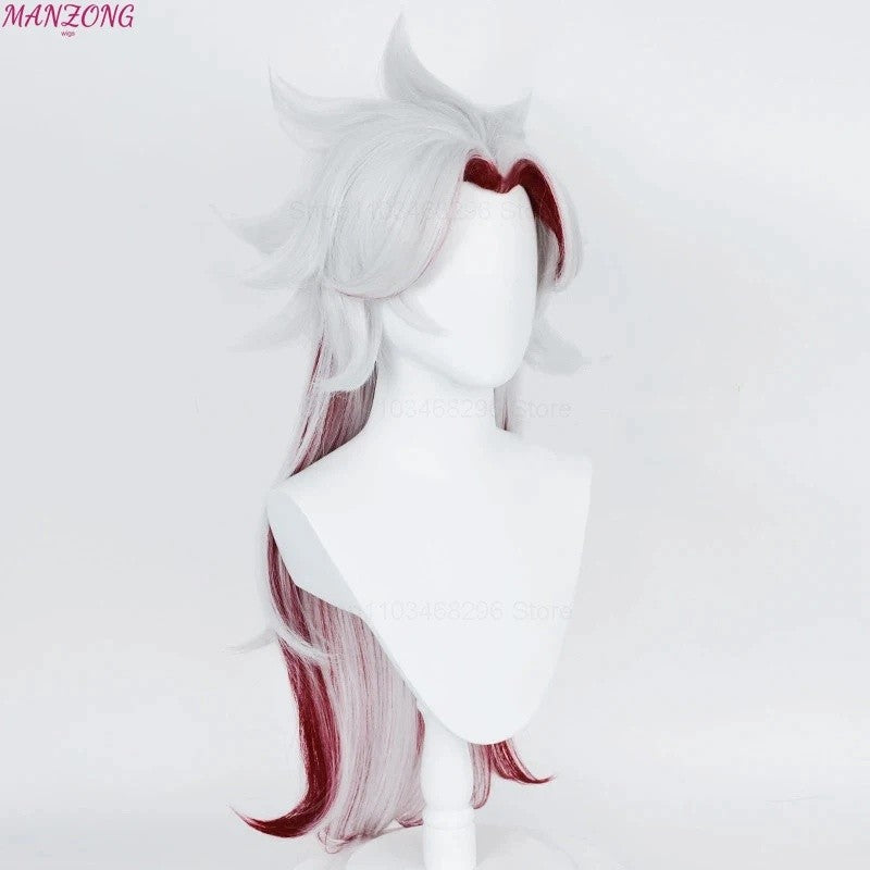 High Quality Game Impact Arataki Itto Cosplay Wig Heat Resistant Synthetic Hair Anime Wigs + Red Horn Prop Accessories