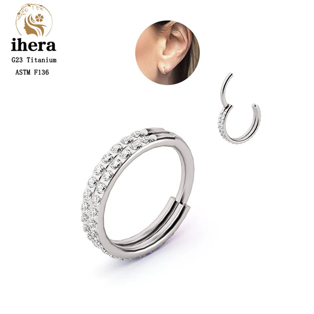 G23 Titânio Anel de Nariz Clicker Orelha Cartilagem Tragus Hélix Daith Brincos Redondos Argolas Zircônia Cúbica 16G Segmento Articulado Joia de Piercing Corporal