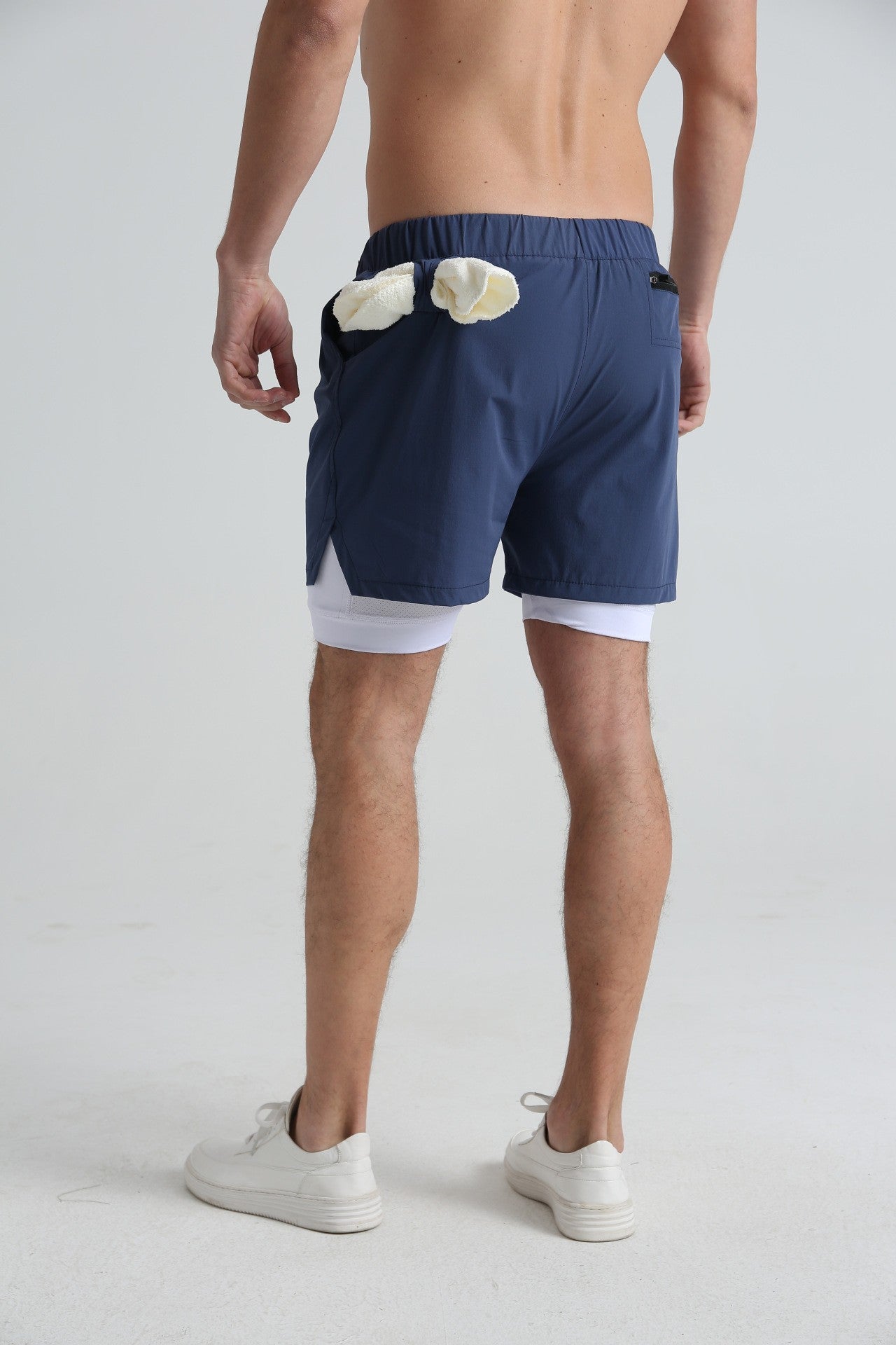 Men's sports double-deck shorts Fitness Quick Dry Training Shorts Casual 2 In 1 Multi-pocket sweatpants Men Gyms Running shorts