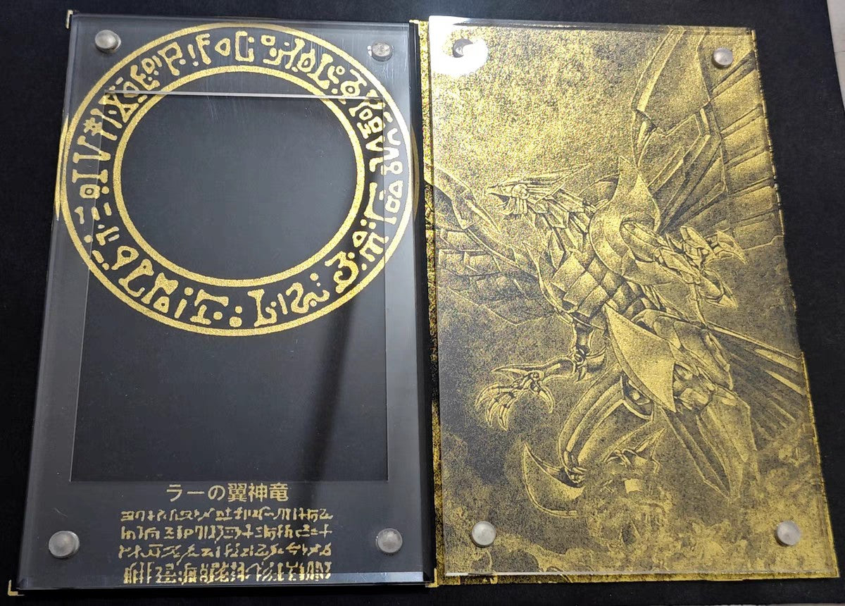 Yu-Gi-Oh Anime Personagem Card Brick Deus Egípcio O DRAGÃO ALADO DE RA Acrílico Banhado a Ouro Brick Cartas de Exibição Não Incluídas