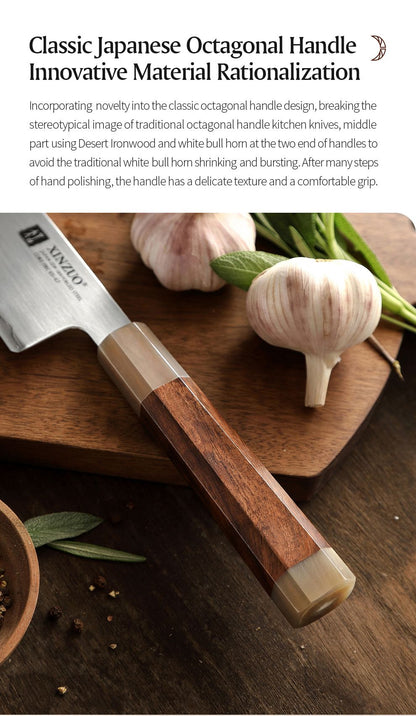XINZUO 4PCS Kitchen Knives Set Japanese ZDP-189 Composite Steel 65-67 HRC Chef Knife Bread Nakiri Santoku Utility Cooking Tools