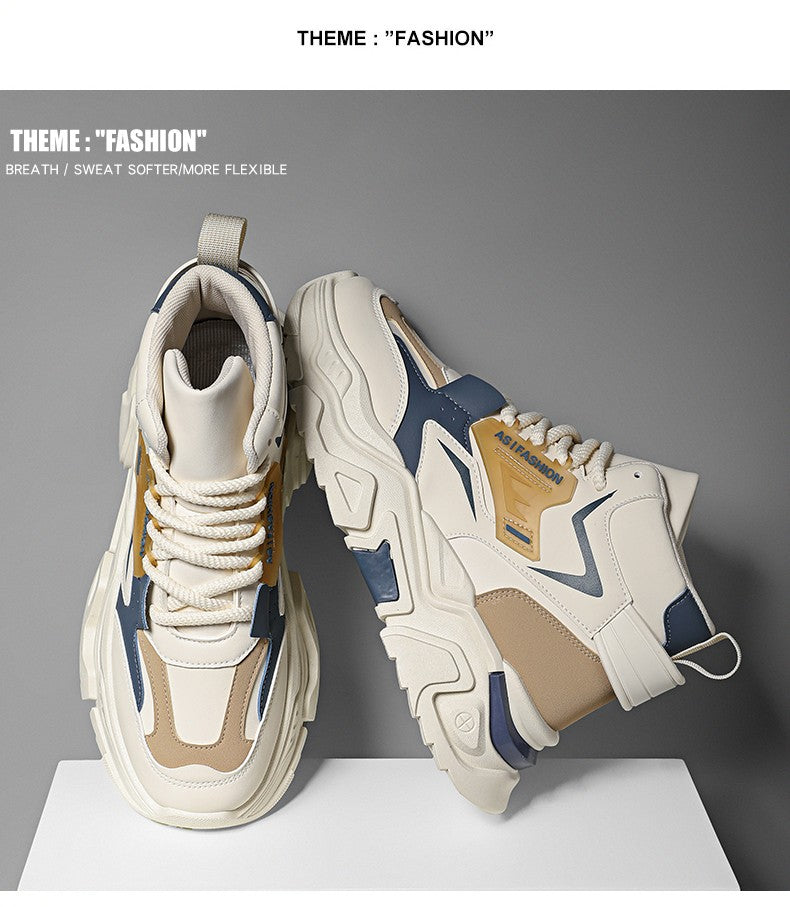 Fashion Thick Soled Men's Sneakers Height Increasing Shoes Casual Sports Shoes Versatile Men's Shoes Platform Skateboard Shoes