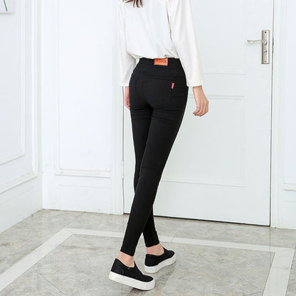 2025 New Autumn Black Pencil Pants Women Korean Style Tight Stretch Office Lady Denim Pants Elegant Comfy Ankle Length Jeans