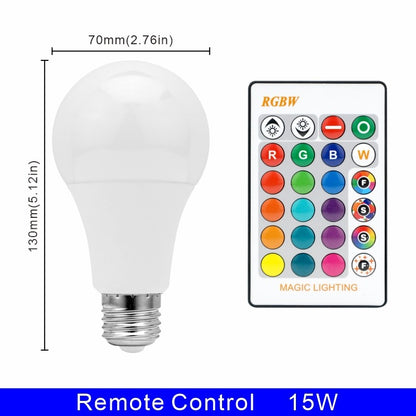16 Color E27 RGB LED Light Bulb with Remote Control For Room Graden Party Smart Bulb Lamp Dimmer Red Green Blue White Light Bulb
