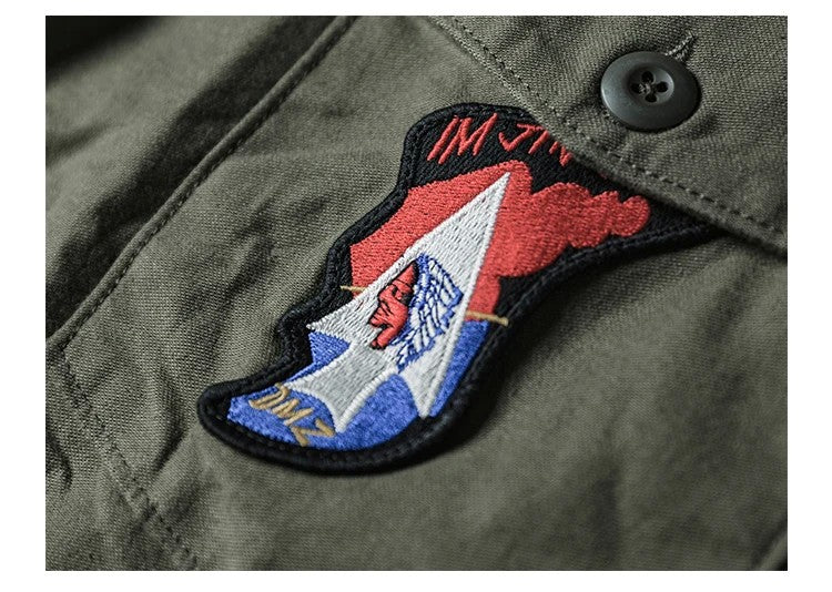 NON STOCK OG-107 Vietnam War Long Sleeve Shirt Cotton Satin Military Style Overshirt