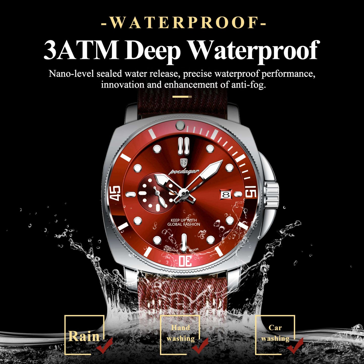 POEDAGAR Luxury Fashion Man Watch Luminous Waterproof Date Sport Watches For Men Nylon Leather Quartz Business Men's Clock Reloj