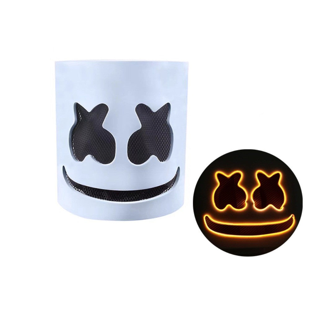 Party Decor LED Halloween Luminous Head Cover Glowing Plastic DJ Marshmallow Mask Universal Neon Headgear Bar