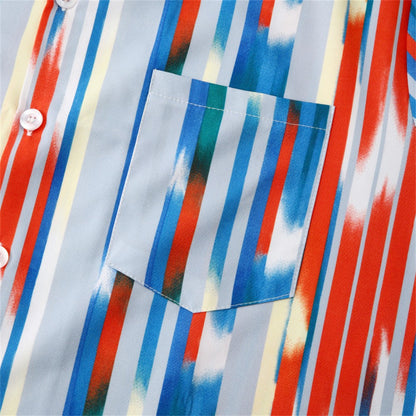 Summer Men Stripe Casual Shirts Hawaiian Beachwear Streetwear Fashion 3d Print Short Sleeve Holiday Imported Clothing Floral