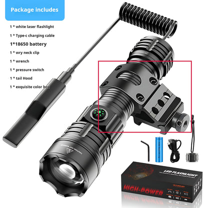 2000LM USB-C Rechargeable LED Flashlight Zoomable Beam Waterproof Outdoor Light with Mount Strobe Mode for Camping Cycling Emergency