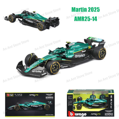Bburago 1:43 Carro de Fórmula 1 McLaren Mercedes Ferrari SF25 Redbull Racing AlpineA525 Miniatura Colecionável de Metal Fundido Verstappen