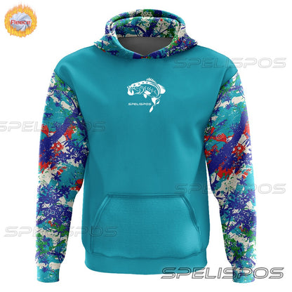 SPELISPOS Roupa de Pesca Masculina Inverno Quente Jaqueta Suéter Casual Esportes ao Ar Livre Manga Longa Roupas com Capuz para Pesca