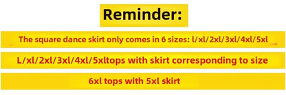 Plus Size Elegant Plus Size Women's Long Dress For Dancing And Commuting Stylish Square Dance Skirt With Wide Hemline For Soc...