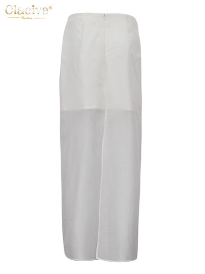 Clacive Fashion Loose Balck Women Skirt Casual High Waist Ankle Length Skirts El