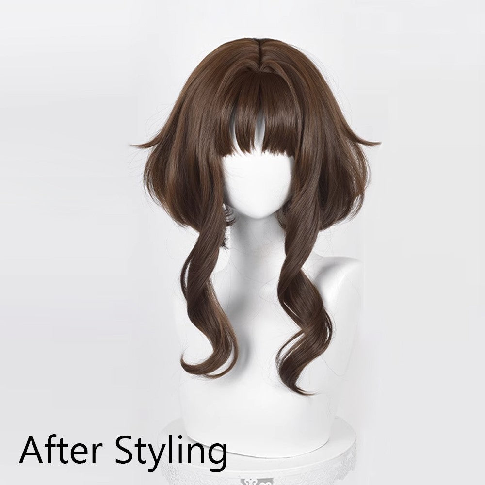 Peruca Curta Lisa Sintética Marrom Anime Jogo Cosplay Fofa Resistente ao Calor Estilo Cabeça de Medusa para Festas Diárias