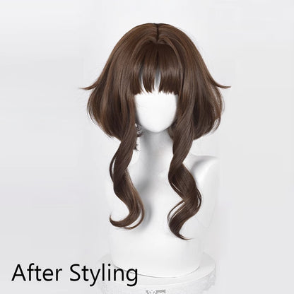 Peruca Curta Lisa Sintética Marrom Anime Jogo Cosplay Fofa Resistente ao Calor Estilo Cabeça de Medusa para Festas Diárias