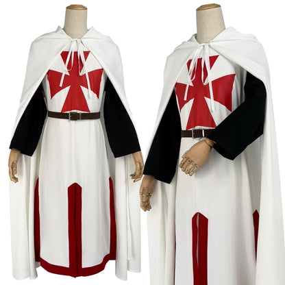 HOLOUN Medieval Knights Templar Cosplay Costume Halloween Convention Christmas Cape Top Belt