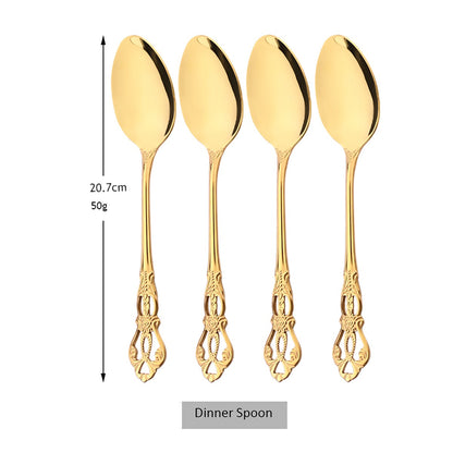 Conjunto de Talheres de Alta Qualidade Faca Garfo Colher de Sobremesa Louça Colorida Conjunto de Talheres de Aço Inoxidável Talheres de Mesa de Cozinha