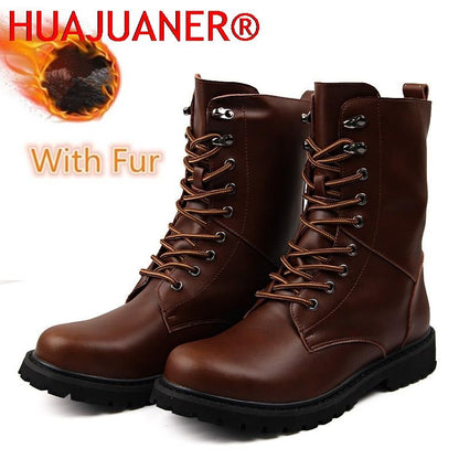 Botas Táticas Militares Masculinas Botas de Tornozelo de Deserto de Cano Alto Quentes e Antiderrapantes com Cadarço para Outono Inverno Masculino de Tamanho Grande