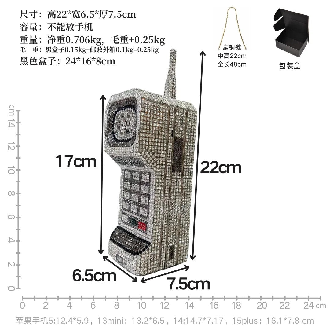 XIYUAN Newest Cellphone Shaped Rhinestone Evening Clutch Purse Luxury Diamond Wedding Party Bag Lady Pink Crystal Bridal Handbag
