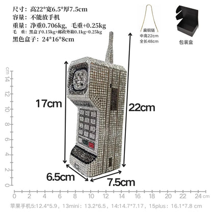 XIYUAN Newest Cellphone Shaped Rhinestone Evening Clutch Purse Luxury Diamond Wedding Party Bag Lady Pink Crystal Bridal Handbag