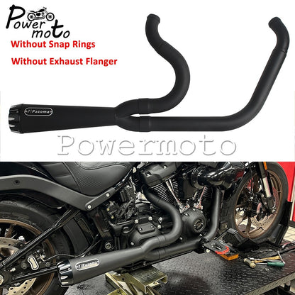 2-into-1  Exhaust Muffler Drag Pipe Slip On For Harley Softail FXLR S FXLRS FXST FXBBS FXBB ST FXLRST 117 FXRST FLDE 2018+