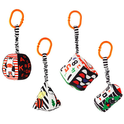 Baby Newborn Crib Hanging Rattle Toys Early Development for 0-12 Months High Contrast Black and White Learning Education Toy