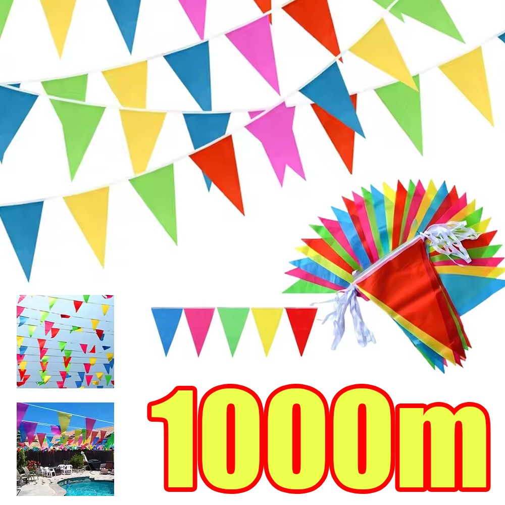 50-1000mm Colorful Pennants Banner Flag Triangle Flag Bunting for Outdoor Opening Festival Celebration, Wedding Rope Party