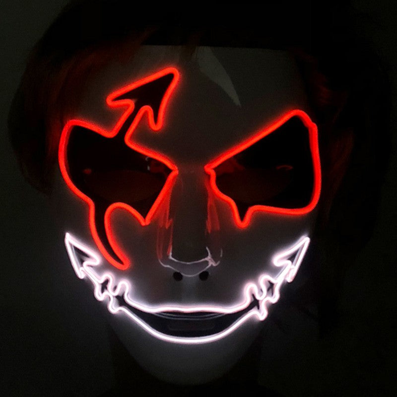 Shuffle Dance Mask Luminous Purge Mask Devil Glowing Masquerade Cosplay Mask for Halloween Horror Haunted House Props