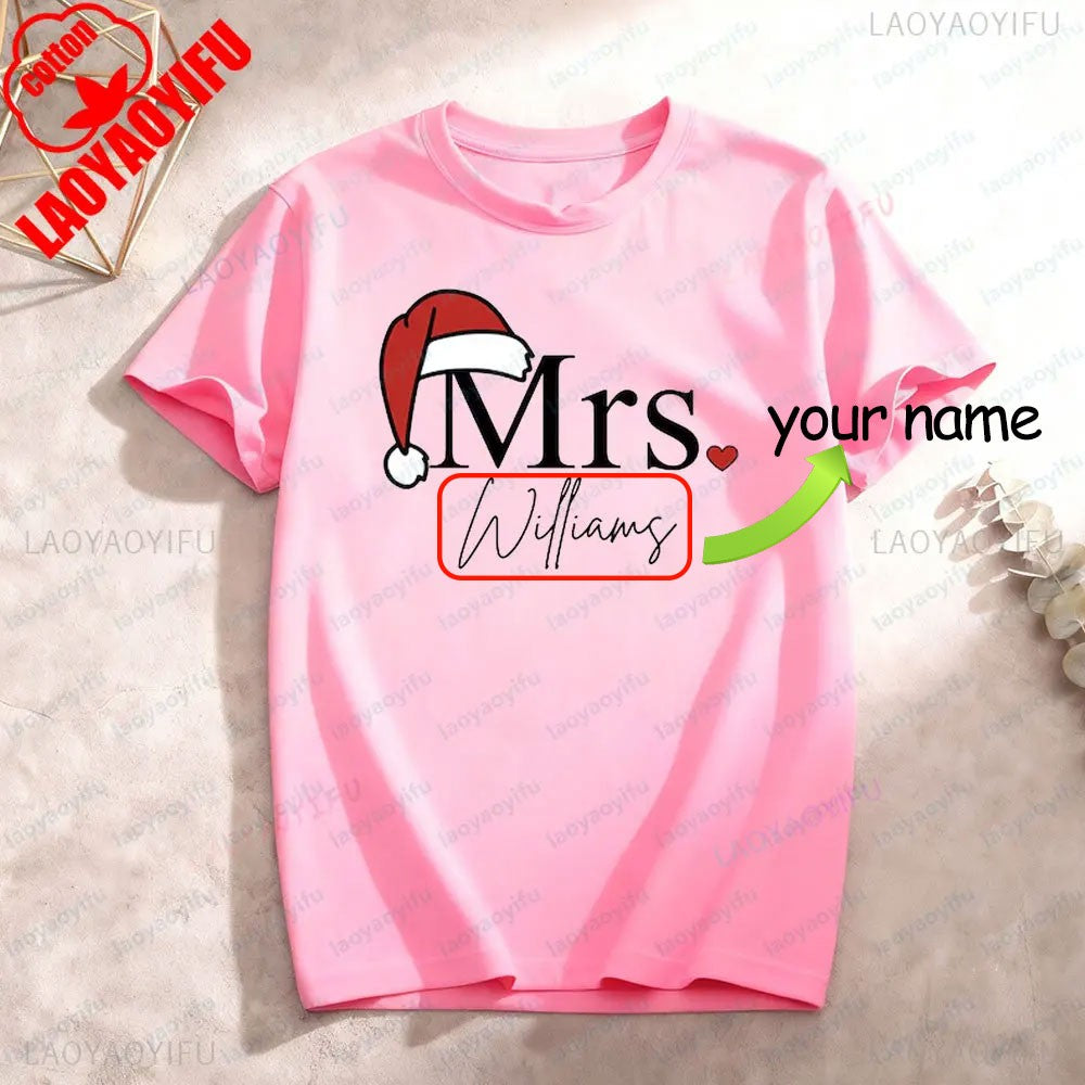 Matching Mr & Mrs Christmas Shirts Personalized Holiday Couple Tees Christmas Couple Costumes Merry Christmas Men Women Tshirt
