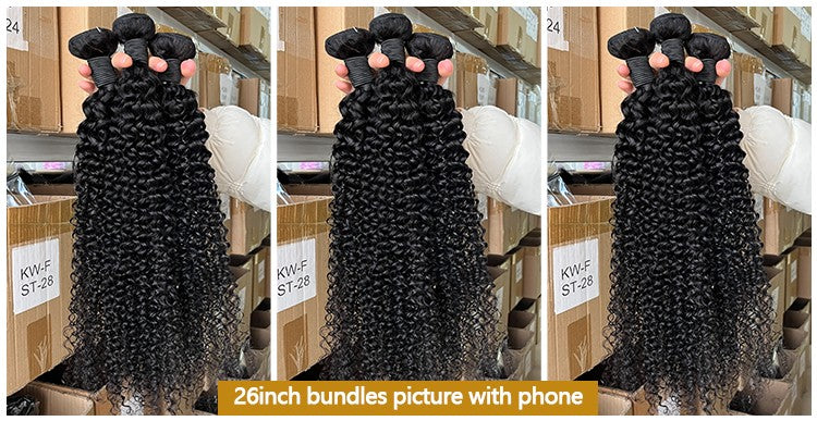 Cabelo Cacheado Tipo Kinky Cacheado 3 Peças 26 Polegadas Completo Cacheado Birmanês 100% Cabelo Humano de Alta Densidade Extensão de Cabelo Jerry Cacheado Bruto