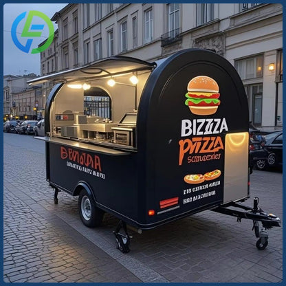 2025 Novo Design Carrinho Móvel de Venda de Café Redondo em Aço Inoxidável para Venda Trailer de Comida