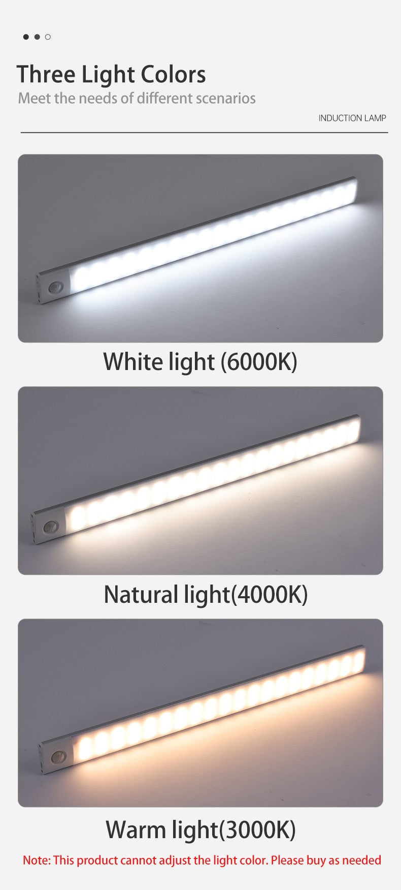 LED Cabinet Light Type C Rechargeable Motion Sensor Night Lights for Kitchen Wardrobe Cabinet Lighting 10cm/20cm/30cm/40cm/50cm