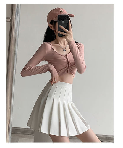 Women Pleated Skirt High Waist A-Line Mini Skirt School Girl JK Uniform Skirt Skater Skirt Tennis Skirt White Plus Size