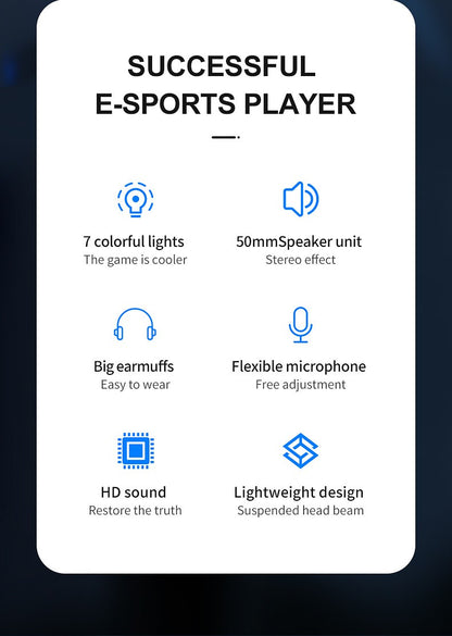 G58 G60 Gaming Headset 7.1 Stereo SVirtual Surround Bass Earphone Headphone with Mic LED Light for Computer PC Gamer Foldable