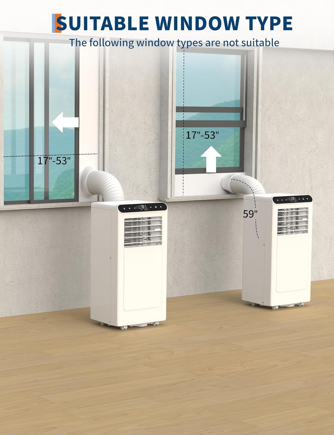 Ar Condicionado Portátil de 8.000/10.000 BTU, 3 em 1 Sem Duto, Unidade AC Portátil com Ventilador de Oscilação Automática e Kit para Janelas Incluído
