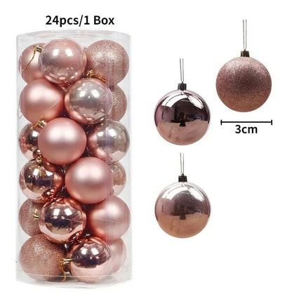 24Pcs 3cm Christmas Balls Christmas Tree Decoration Xmas Hanging Tree Pendants Home Party Christmas Tree Decor New Year Gifts