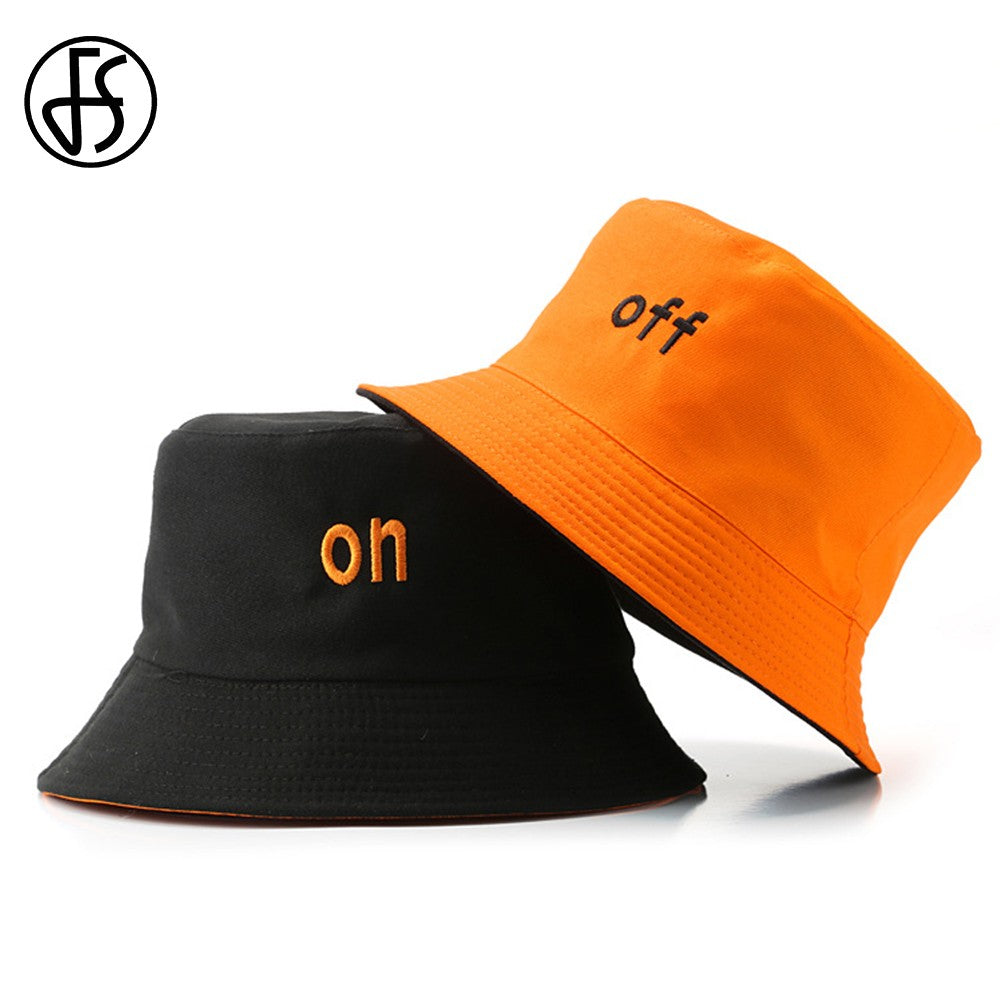 FS Orange Pink Bucket Hats For Men Luxury Women Hip Hop Panama Cap Cotton Double-sided Winter Windproof Fisherman Hat Bob Homme