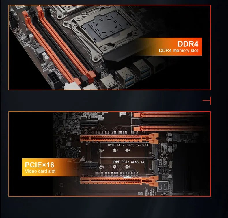 MOUGOl X99 Dual CPU Gaming Motherboard DDR4 M.2 NVME USB3.0 E-ATX LGA2011-3 Support Xeon E5 2680 V4 CPU Server Motherboard