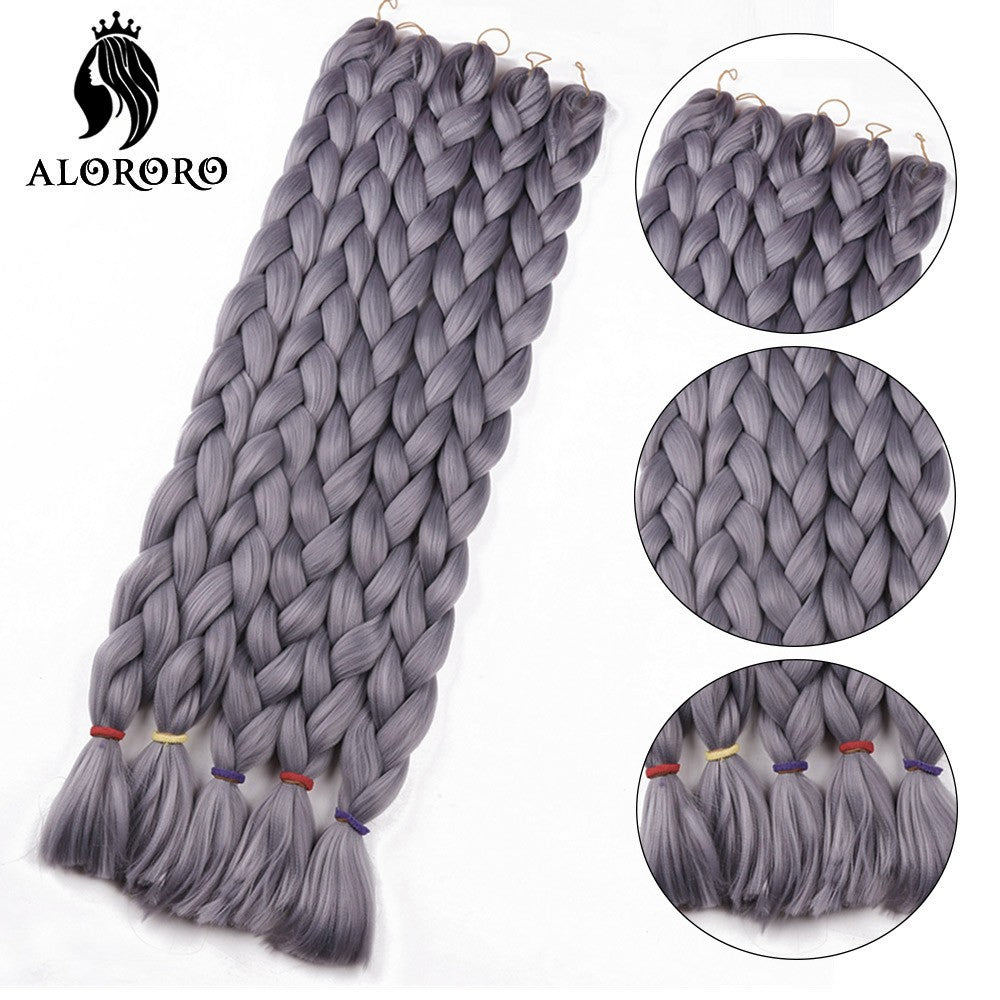 Cabelo Trançado Sintético Jumbo Alororo 82 polegadas Cabelo Falso Africano Fibra de Alta Temperatura Roxo Vermelho Extensões de Cabelo para Mulheres
