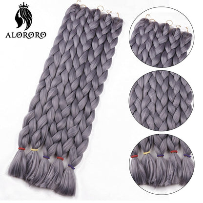 Cabelo Trançado Sintético Jumbo Alororo 82 polegadas Cabelo Falso Africano Fibra de Alta Temperatura Roxo Vermelho Extensões de Cabelo para Mulheres