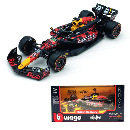 Novo em Estoque Bburago 1:43 Red Bull Rb20 Gp Britânico F1 Liga Miniatura Modelo Diecast Carro Blood Red Bull Brinquedos Presente Infantil