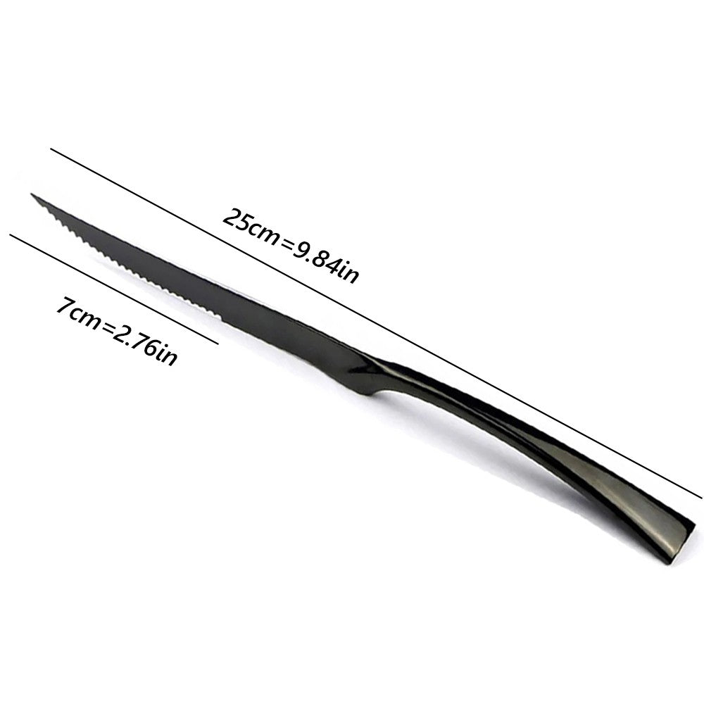 Conjunto de 4 Facas de Jantar Espelhadas, Talheres de Aço Inoxidável, Talheres Dourados e Prateados, Louça Ocidental, Facas de Bife para Restaurante